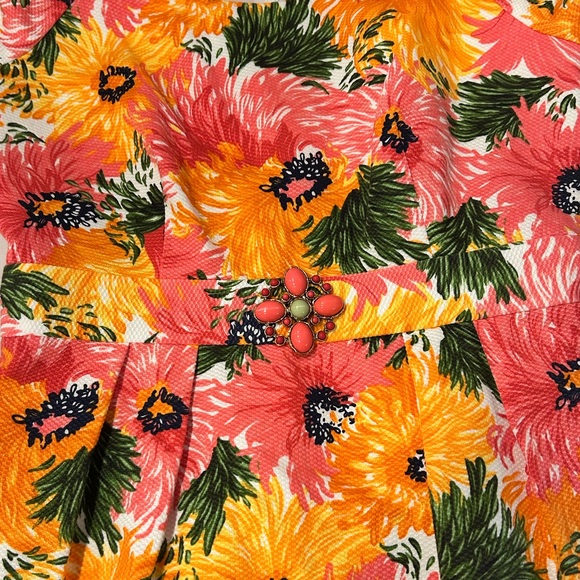 Laundry by Shelli Segal Orange Pink Floral Cap Sleeve Cocktail‎ Dress Sz 2 - Picture 7 of 12